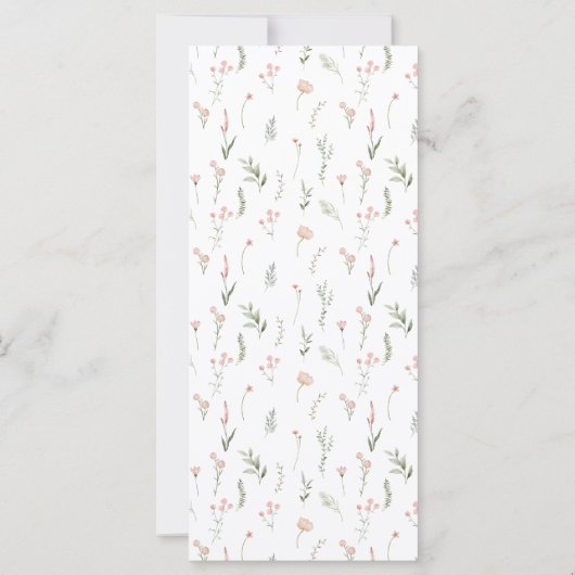 Stoffige groene roze bloem rustieke bruiloft menuk (Achterkant)