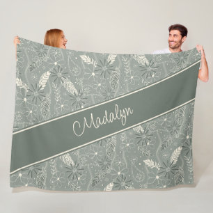 stoffige groene veren paisley bloempatroon fleece deken
