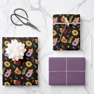 Stoffige Kleurrijke Bloemen Cute Elegant Patroon Inpakpapier Vel