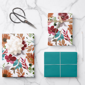 Stoffige Kleurrijke Bloemen Elegant Botanisch Patr Inpakpapier Vel