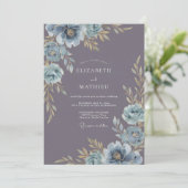 Stoffige Lavendel Moody Vintage Trouw Kaart (Staand voorkant)