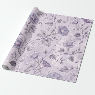 Stoffige Lavendel Ochtendglorie Elegante Bloemen  Cadeaupapier