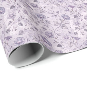 Stoffige Lavendel Ochtendglorie Elegante Bloemen  Cadeaupapier