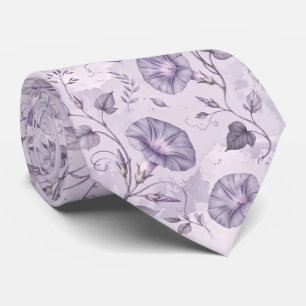 Stoffige Lavendel Ochtendglorie Elegante Bloemen Stropdas
