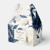 Stoffige marineblauw & wit bloemenbruiloft waterve bedankdoosjes (Voorkant Zijde)