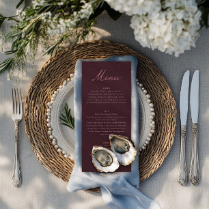 Stoffige Mauve Bloemige Trouwdiner Burgundy Menu
