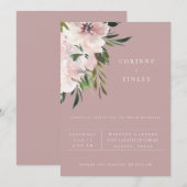 Stoffige mauve botanische trouwuitnodiging aankondiging (Voorkant / Achterkant)