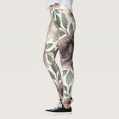 Stoffige Mauve & Ivoor Bloei Botanisch Leggings (Links)
