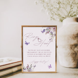Stoffige mauve vlinder bruiloft ring jacht spel poster
