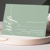 Stoffige Mint Elegante Calligrafie Trouw RSVP Kaar Kaartje