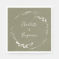 Stoffige Olijf Bloemenkrans Calligrafie Gepersonal