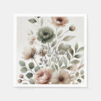 Stoffige Olijf & Roze Waterverf Bloem Bruiloft