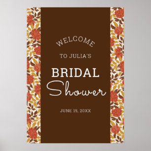 Stoffige Oranje Pioen Bloemen Val Bruidsmeisje Bor Poster