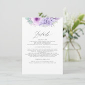 Stoffige Paarse Bloemen Bruiloft Informatie Informatiekaartje (Staand voorkant)