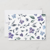 Stoffige Paarse Bloementuin Bruiloft Details Kaart (Achterkant)