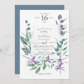 Stoffige Paarse bloementuin bruiloft invita Kaart (Voorkant / Achterkant)
