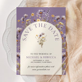 Stoffige Paarse Boho Wildflower bruiloft foto Save The Date