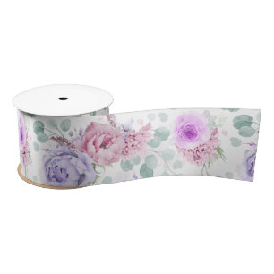 Stoffige paarse en roze bloemrijke elegante botani lint