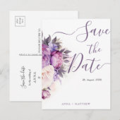 Stoffige Paarse Lavendel Bloemen bruiloft opslaan  Briefkaart (Voorkant / Achterkant)