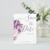 Stoffige Paarse Lavendel Bloemen bruiloft opslaan  Briefkaart (Staand voorkant)