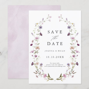 Stoffige Paarse Lavendel Wildflower Garden Wedding Save The Date