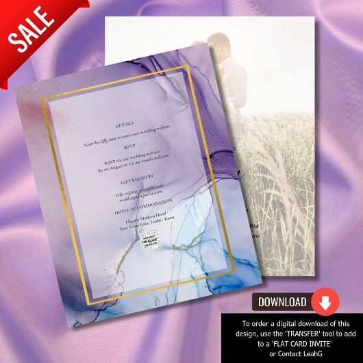 Stoffige paarse marineblauwe gouden INK bruiloft U