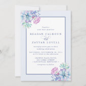 Stoffige Paarse succulente botanische bruiloft Kaart (Voorkant)