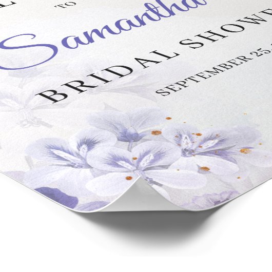 Stoffige paarse voorjaars bloemige bruidsdouche we poster (Hoek)