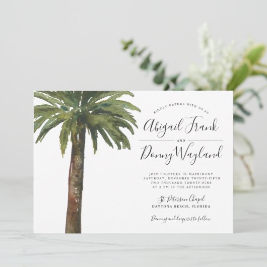 stoffige palm | Bruiloft Viering Zand Terug Kaart (Staand voorkant)