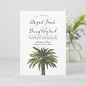 stoffige palm | Sand Back Bruiloft Viering Kaart (Staand voorkant)