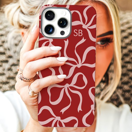 Stoffige Rode Strik Monogram Case-Mate iPhone Case