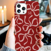 Stoffige Rode Strik Monogram Case-Mate iPhone Case
