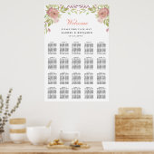 stoffige roos waterverf bruiloft zitplaats poster (Keuken)