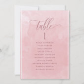 Stoffige Roze Aquarel Zitplaats Plan Card Gast Naa (Voorkant)