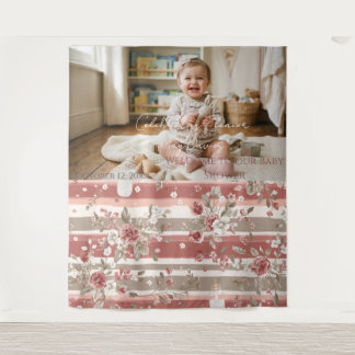 Stoffige Roze Baby Meisje Shower Achtergrond Wandkleed