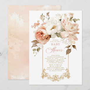 Stoffige Roze Beige Aardse Botanische Baby Shower Kaart