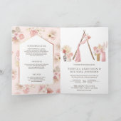 Stoffige roze bloem Boho strandprieel QR-code brui (Binnen)