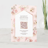 Stoffige roze bloem Boho strandprieel QR-code brui (Achterkant)