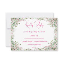 Stoffige Roze Bloemboog Trouw RSVP Antwoordkaart