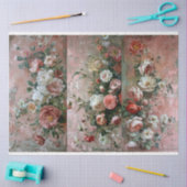 Stoffige Roze Bloemen voor Breedbordontwerp Tissuepapier (Craft)