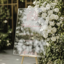 Stoffige Roze Bloemenkroon Monogram Bruiloft Welko