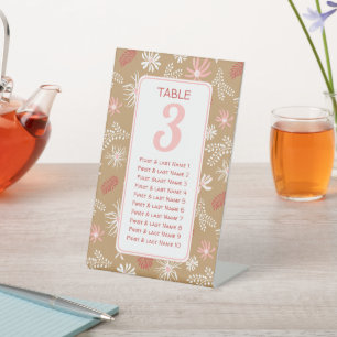 Stoffige roze bloemenzittafel # reclamebord met voetstuk