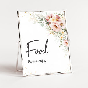 Stoffige Roze Bloemige Baby Shower Eetwaren Poster