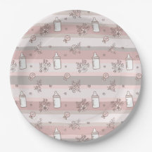 Stoffige Roze Bloemige Babyfles Meisje Baby Shower