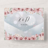 Stoffige Roze Bloemrijke Script Harten Winter Brui All In One Uitnodiging (Achterkant)