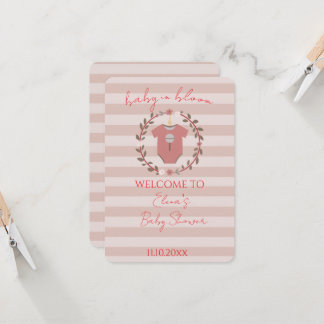 Stoffige Roze Blush Roze Strepen Baby Meisje Showe Kaart