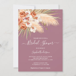 Stoffige Roze Boho Pampas Gras Bruiloft Feest Kaart