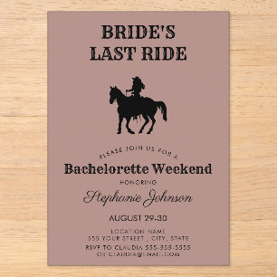 Stoffige Roze Bruid's Laatste Rit Bachelorette Wee Acryl Uitnodigingen