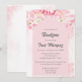 Stoffige roze doop uitnodiging (Voorkant / Achterkant)