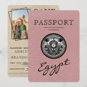 Stoffige Roze Egypte Paspoort Trouw Save the Date